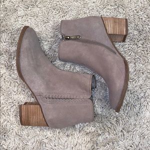 Gray/Brown Suede Booties
